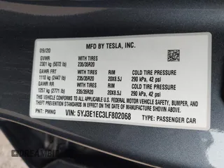 2020 Tesla Model 3 Performance z VIN 5YJ3E1EC3LF802068, wystawiony jako IAAI lot #41886024 z przebiegiem 50 271 mil mil oraz . Historia ofert i sprzedaży dostępna na DreamBid. Obrazek 9.