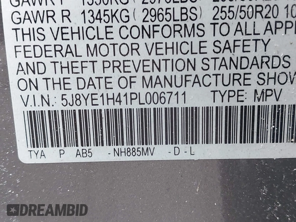 2023 Acura MDX Technology with VIN 5J8YE1H41PL006711, listed as a IAAI auction lot 41635489 with 38,003 mi miles and . Bid and sale history available at DreamBid. Image 9.