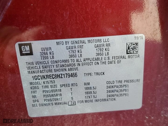 2017 Chevrolet Silverado 1500 LT with VIN 1GCVKREC8HZ179466, listed as a Copart auction lot 49342095 with 63,232 mi miles and Salvage Title. Bid and sale history available at carsss.com. Image 13.