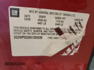 2006 Pontiac Grand Prix z VIN 2G2WP552561259338, wystawiony jako Copart lot #61294875 z przebiegiem Nie podano mil oraz Czysty tytuł • Clean title. Historia ofert i sprzedaży dostępna na DreamBid. Obrazek 12.