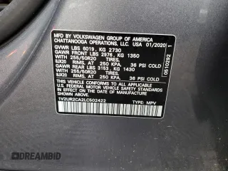 2020 Volkswagen Atlas SE with VIN 1V2UR2CA2LC502422, listed as a Copart auction lot 84052564 with 52,750 mi miles and Salvage title. Bid and sale history available at DreamBid. Image 13.