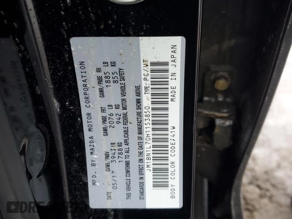 2017 Mazda 3 Touring with VIN JM1BN1L70H1153850, listed as a Copart auction lot 47006105 with Not Provided miles and Salvage Title. Bid and sale history available at carsss.com. Image 12.
