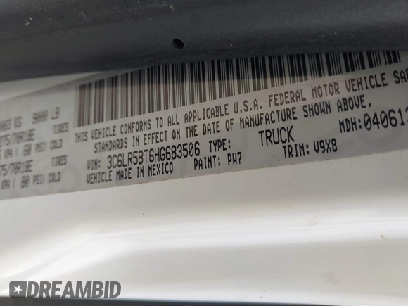 2017 Ram 2500 z VIN 3C6LR5BT6HG683506, wystawiony jako IAAI lot #41934017 z przebiegiem 68 942 mil mil oraz . Historia ofert i sprzedaży dostępna na DreamBid. Obrazek 9.