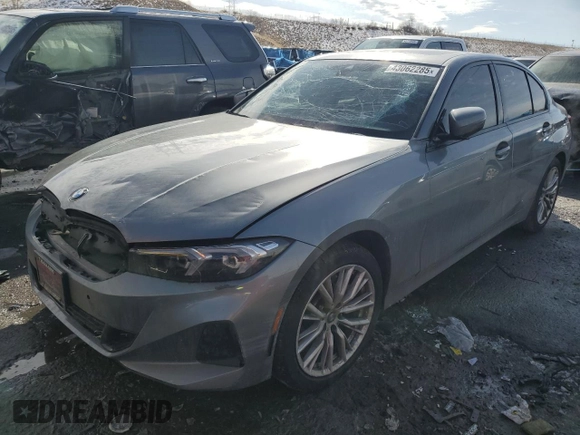 2023 BMW 3 Series 330i xDrive with VIN 3MW89FF0XP8D75507, listed as a Copart auction lot 43062285 with 34,396 mi miles and Salvage Title. Bid and sale history available at carsss.com. Image 1.