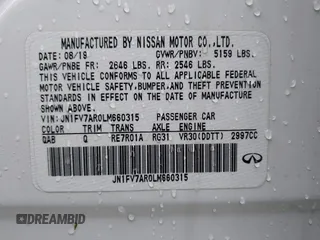 2020 Infiniti Q50 Red Sport 400 with VIN JN1FV7AR0LM660315, listed as a IAAI auction lot 41951851 with 102,475 mi miles and . Bid and sale history available at carsss.com. Image 9.