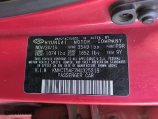 2017 Hyundai Accent SE with VIN KMHCT5AE7HU325319, listed as a Copart auction lot 48227615 with 117,000 mi miles and Salvage Title. Bid and sale history available at carsss.com. Image 12.