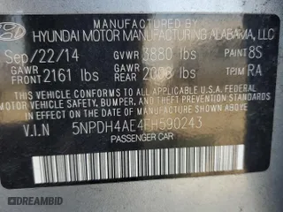 2015 Hyundai Elantra Limited with VIN 5NPDH4AE4FH590243, listed as a Copart auction lot 49930405 with 172,210 mi miles and Clean Title. Bid and sale history available at carsss.com. Image 12.