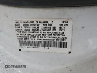 2005 Honda Odyssey EX-L with VIN 5FNRL38655B022447, listed as a Copart auction lot 50907325 with 170,604 mi miles and Salvage Title. Bid and sale history available at carsss.com. Image 13.