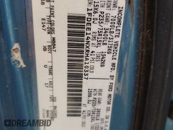 1994 Ford Econoline Cargo with VIN 1FDEE14NXRHA10337, listed as a Copart auction lot 55413265 with Not Provided miles and Salvage Title. Bid and sale history available at carsss.com. Image 13.