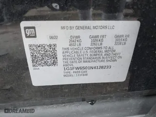 2022 Chevrolet Bolt EV 1LT with VIN 1G1FW6S01N4128233, listed as a IAAI auction lot 41701796 with 32,988 mi miles. Bid and sale history available at carsss.com. Image 9.