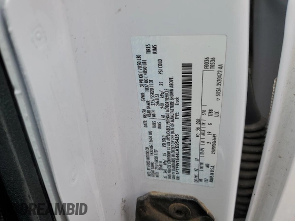2020 Ford F-150 XL with VIN 1FTFW1E44LKE95435, listed as a Copart auction lot 50141445 with 258,266 mi miles and Salvage Title. Bid and sale history available at carsss.com. Image 12.