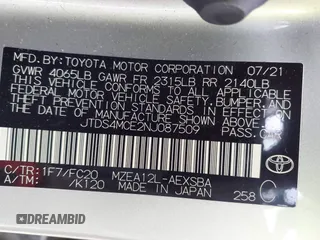 2022 Toyota Corolla SE with VIN JTDS4MCE2NJ087509, listed as a IAAI auction lot 41782078 with 34,627 mi miles and . Bid and sale history available at DreamBid. Image 9.