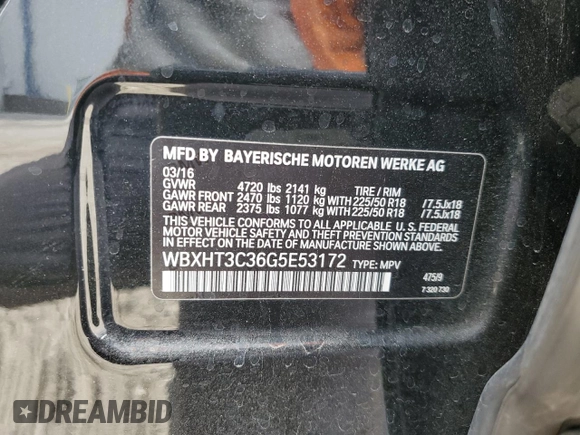 2016 BMW X1 xDrive28i with VIN WBXHT3C36G5E53172, listed as a Copart auction lot 48594805 with 69,038 mi miles and Salvage Title. Bid and sale history available at carsss.com. Image 14.