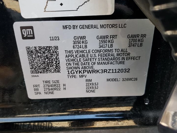 2024 Cadillac LYRIQ Sport z VIN 1GYKPWRK3RZ112032, wystawiony jako Copart lot #46460015 z przebiegiem 7 203 mil mil oraz Szkoda całkowita • Salvage title. Historia ofert i sprzedaży dostępna na DreamBid. Obrazek 13.