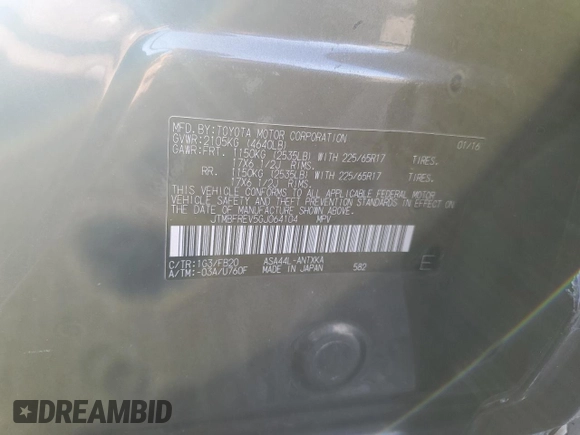 2016 Toyota RAV4 LE with VIN JTMBFREV5GJ064104, listed as a Copart auction lot 50536585 with 83,439 mi miles and Salvage Title. Bid and sale history available at DreamBid. Image 16.
