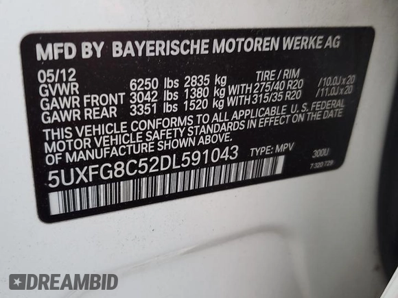 2013 BMW X6 xDrive50i z VIN 5UXFG8C52DL591043, wystawiony jako Copart lot #85150504 z przebiegiem 106 179 mil mil oraz Szkoda całkowita • Salvage title. Historia ofert i sprzedaży dostępna na DreamBid. Obrazek 14.