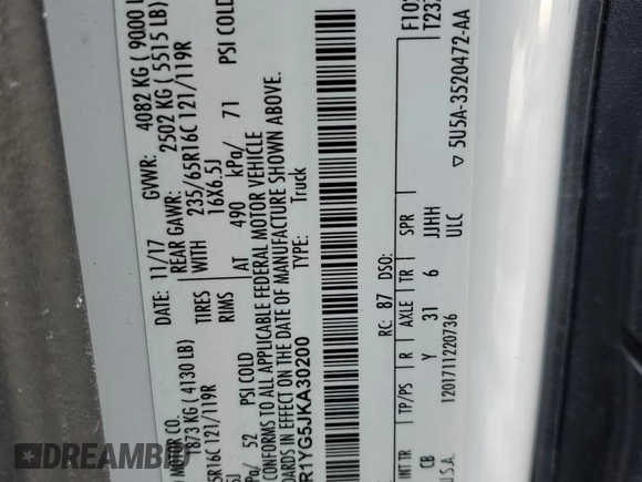 2018 Ford Transit с VIN 1FTYR1YG5JKA30200, выставлен на аукционе Copart как лот 41754195 с пробегом 189 626 миль миль и Списание • Salvage title. История ставок и продаж доступна на DreamBid. Изображение 13.