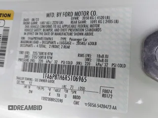 2024 Ford Mustang EcoBoost with VIN 1FA6P8TH6R5106965, listed as a IAAI auction lot 41572551 with 25,474 mi miles. Bid and sale history available at carsss.com. Image 9.