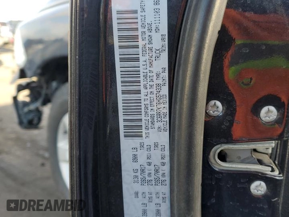 2017 Ram 1500 Tradesman with VIN 3C6RR7KT6HG574338, listed as a Copart auction lot 85705724 with 66,798 mi miles and Salvage title. Bid and sale history available at DreamBid. Image 14.