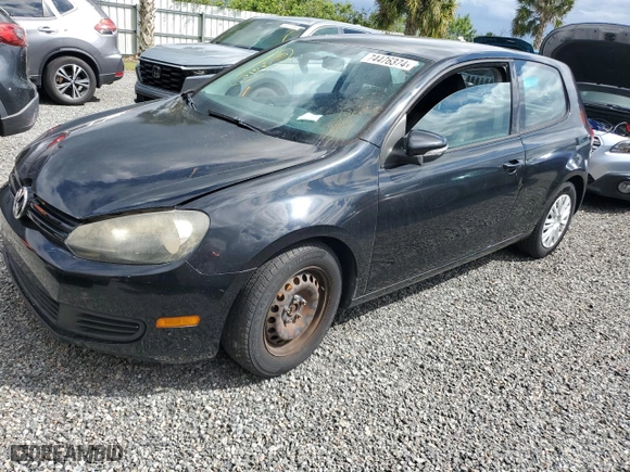 2012 Volkswagen Golf w/Conv & Sunroof with VIN WVWAB7AJ4CW281476, listed as a Copart auction lot 74476374 with 0 mi miles and Salvage Title. Bid and sale history available at carsss.com. Image 1.