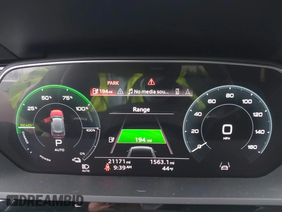 2021 Audi e-tron Premium with VIN WA1AAAGE8MB010823, listed as a IAAI auction lot 41254590 with 21,171 mi miles. Bid and sale history available at carsss.com. Image 7.