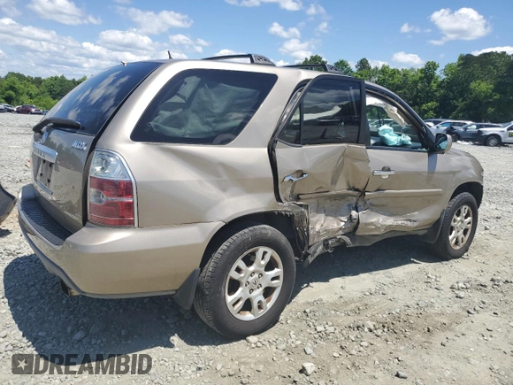 2006 Acura MDX Touring w/Navi with VIN 2HNYD18896H539092, listed as a Copart auction lot 57190874 with 0 mi miles and Salvage Title. Bid and sale history available at carsss.com. Image 3.