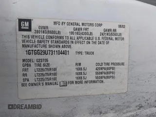 2003 GMC Savana z VIN 1GTGG29U731104401, wystawiony jako IAAI lot #41452030 z przebiegiem 334 867 mil mil oraz . Historia ofert i sprzedaży dostępna na DreamBid. Obrazek 8.
