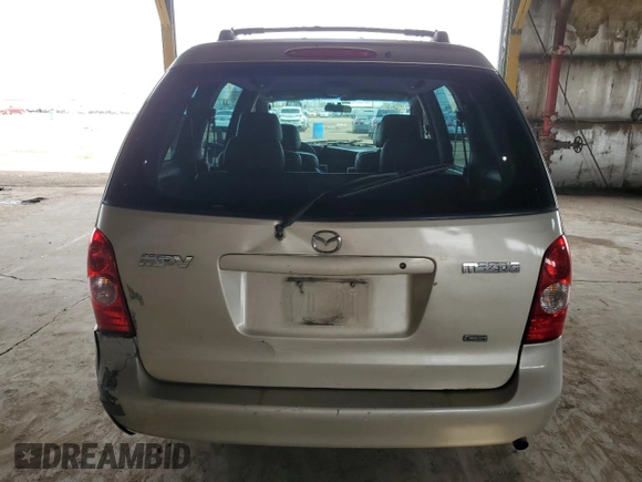 2002 Mazda MPV LX with VIN JM3LW28J520308795, listed as a Copart auction lot 50701835 with 181,086 mi miles and Salvage title. Bid and sale history available at DreamBid. Image 6.
