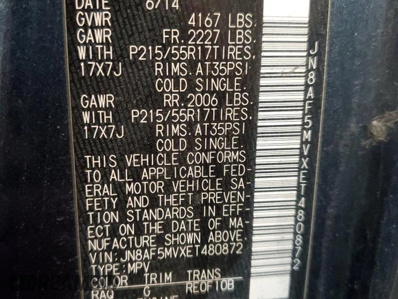 2014 Nissan Juke S with VIN JN8AF5MVXET480872, listed as a Copart auction lot 45961815 with 121,154 mi miles and Salvage Title. Bid and sale history available at carsss.com. Image 15.