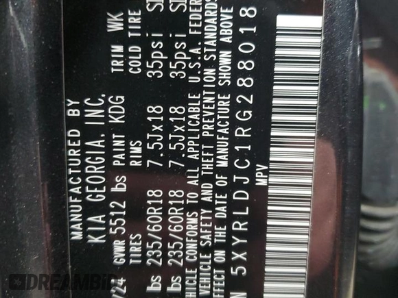 2024 Kia Sorento S z VIN 5XYRLDJC1RG288018, wystawiony jako Copart lot #48064775 z przebiegiem 8 266 mil mil oraz Szkoda całkowita • Salvage title. Historia ofert i sprzedaży dostępna na DreamBid. Obrazek 12.