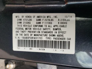 2015 Acura TLX V6 Tech with VIN 19UUB3F59FA001703, listed as a Copart auction lot 50845885 with 106,652 mi miles and Salvage Title. Bid and sale history available at carsss.com. Image 14.