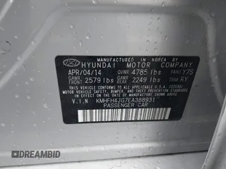 2014 Hyundai Azera Limited with VIN KMHFH4JG7EA388931, listed as a IAAI auction lot 41468407 with 130,597 mi miles and . Bid and sale history available at DreamBid. Image 9.