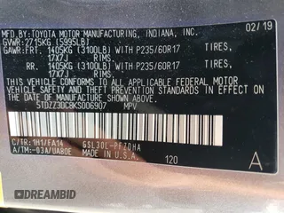 2019 Toyota Sienna L with VIN 5TDZZ3DC8KS006907, listed as a Copart auction lot 70310274 with 73,234 mi miles and Salvage Title. Bid and sale history available at carsss.com. Image 15.