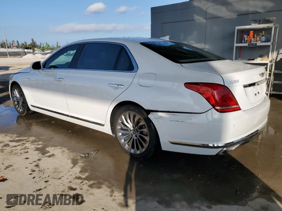 2019 Genesis G90 Premium with VIN KMTF34JA0KU054699, listed as a Copart auction lot 88333005 with 44,582 mi miles and Non Repairable. Bid and sale history available at DreamBid. Image 2.