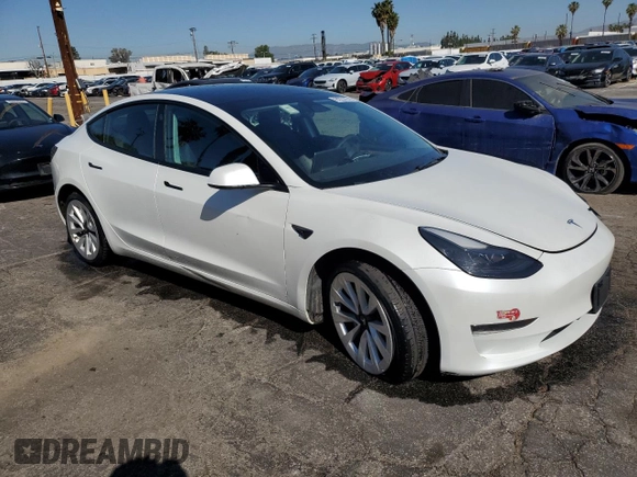 2023 Tesla Model 3 with VIN 5YJ3E1EA7PF450343, listed as a Copart auction lot 52446595 with 36,137 mi miles and Salvage Title. Bid and sale history available at DreamBid. Image 4.