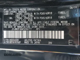 2019 Lexus GX 460 z VIN JTJBM7FX6K5236777, wystawiony jako Copart lot #55600815 z przebiegiem 47 651 mil mil oraz Szkoda całkowita • Salvage title. Historia ofert i sprzedaży dostępna na DreamBid. Obrazek 13.
