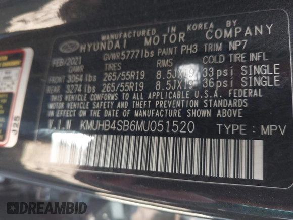2021 Genesis GV80 with VIN KMUHB4SB6MU051520, listed as a IAAI auction lot 41743576 with 70,141 mi miles and . Bid and sale history available at DreamBid. Image 9.