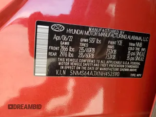 2022 Hyundai Santa Fe XRT z VIN 5NMS64AJXNH452390, wystawiony jako Copart lot #47323695 z przebiegiem 44 515 mil mil oraz Szkoda całkowita • Salvage title. Historia ofert i sprzedaży dostępna na DreamBid. Obrazek 15.