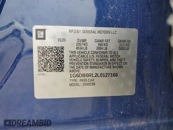 2020 Cadillac CT4 Premium Luxury with VIN 1G6DB5RL2L0127166, listed as a Copart auction lot 82152034 with 43,698 mi miles and Salvage Title. Bid and sale history available at carsss.com. Image 15.