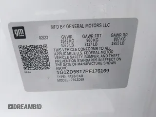 2023 Chevrolet Malibu LT with VIN 1G1ZD5ST7PF176169, listed as a IAAI auction lot 42090747 with 35,584 mi miles and . Bid and sale history available at DreamBid. Image 9.