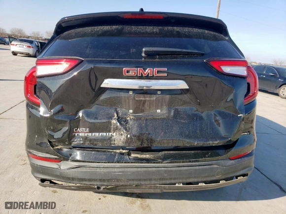 2023 GMC Terrain SLE with VIN 3GKALMEG8PL126083, listed as a Copart auction lot 47058195 with 0 mi miles and Salvage Title. Bid and sale history available at carsss.com. Image 6.