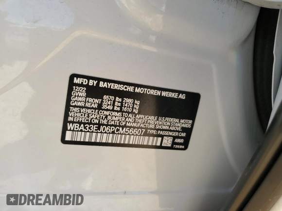 2023 BMW 7 Series 760i xDrive с VIN WBA33EJ06PCM56607, выставлен на аукционе Copart как лот 47292025 с пробегом 24 064 миль миль и Списание • Salvage title. История ставок и продаж доступна на DreamBid. Изображение 12.