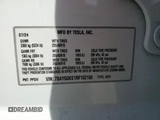 2024 Tesla Model Y Long Range с VIN 7SAYGDEE1RF152168, выставлен на аукционе Copart как лот 52436135 с пробегом 3 546 миль миль и Списание • Salvage title. История ставок и продаж доступна на DreamBid. Изображение 15.