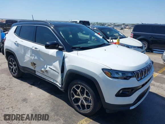 2024 Jeep Compass Limited с VIN 3C4NJDCN1RT142729, выставлен на аукционе IAAI как лот 42011879 с пробегом 8 693 миль миль и . История ставок и продаж доступна на DreamBid. Изображение 1.