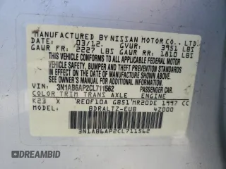 2012 Nissan Sentra SR with VIN 3N1AB6AP2CL711562, listed as a Copart auction lot 49531705 with Not provided miles and Salvage title. Bid and sale history available at DreamBid. Image 12.