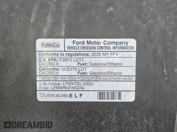 2020 Ford F-150 XL with VIN 1FTEW1CB7LKE49031, listed as a IAAI auction lot 42015357 with 113,966 mi miles. Bid and sale history available at carsss.com. Image 1.