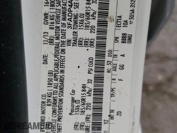 2014 Ford Fiesta S с VIN 3FADP4AJ2EM171595, выставлен на аукционе Copart как лот 60674985 с пробегом 123 805 миль миль и Списание • Salvage title. История ставок и продаж доступна на DreamBid. Изображение 13.