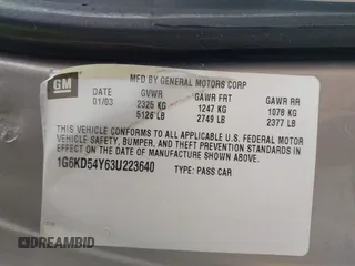2003 Cadillac DeVille z VIN 1G6KD54Y63U223640, wystawiony jako IAAI lot #41704549 z przebiegiem 127 981 mil mil oraz . Historia ofert i sprzedaży dostępna na DreamBid. Obrazek 9.