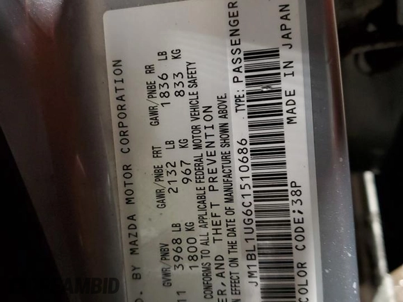 2012 Mazda 3 i Sport with VIN JM1BL1UG6C1510686, listed as a Copart auction lot 88767135 with 123,284 mi miles and Salvage Title. Bid and sale history available at DreamBid. Image 12.