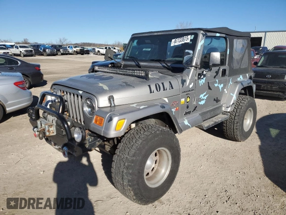 2001 Jeep Wrangler Sport with VIN 1J4FA49S21P346217, listed as a Copart auction lot 46133815 with 103,929 mi miles and Salvage Title. Bid and sale history available at carsss.com. Image 1.